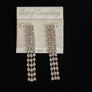 2 1/2” long pierced Best of Everything triple strand dangly rhinestone